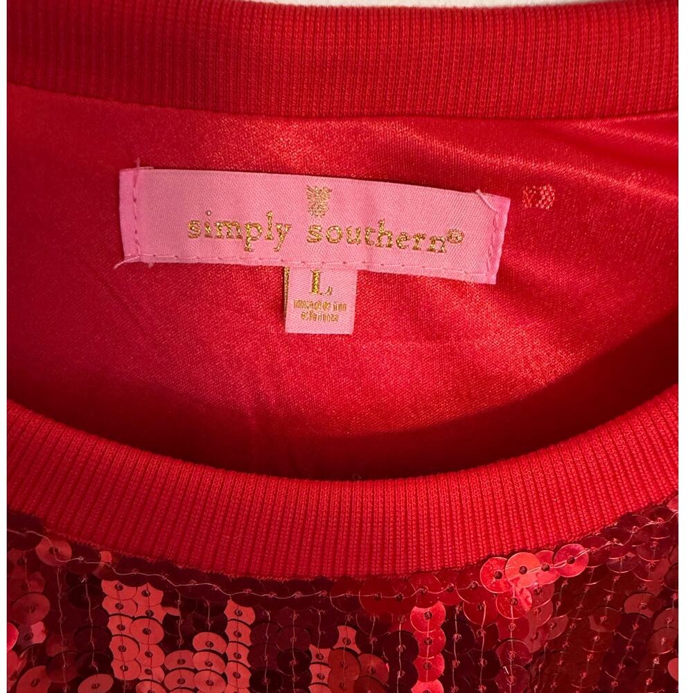 Simply Southern Merry Christmas Sequin Top size large - Picture 2 of 5